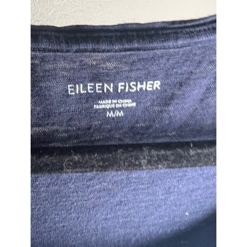 Eileen Fisher Blue Cotton Blend Short Sleeve Scoop Neck Mini Dress M Pockets - Picture 2 of 5